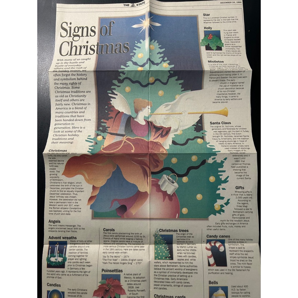 Newspaper Christmas Signs of Christmas 1995 The State Vintage Retro Ephemera 90s